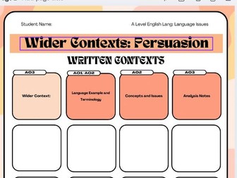 WJEC/EDUQAS Language Issues Wider Contexts Persuasion Planning