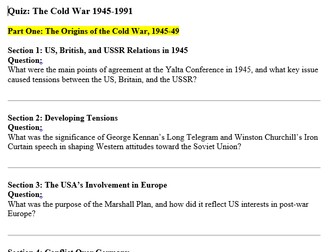 Quiz: AQA A Level History 2R: The Cold War 1945-1991