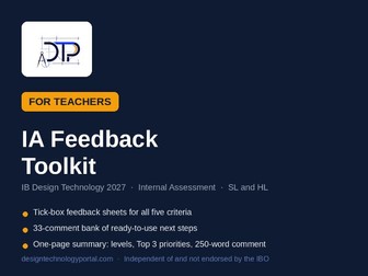 IB Design Technology 2027: IA Feedback Toolkit