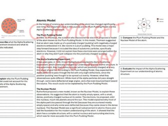 KS3 Atomic Model Comprehension