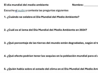 Día internacional del medio ambiente comprensión auditiva/Spanish listening on World Environment Day