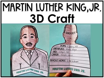 Martin Luther King, Jr. 3D Craft Writing Activity Research Project