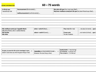 French Writing Structures Grade 5