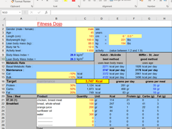 Nutrition Excel Spreadsheet