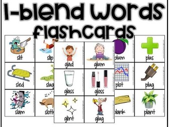 Consonant l blends -  bl cl fl gl pl sl flashcards