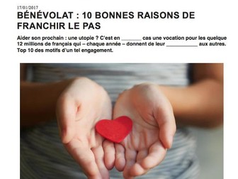 10 Bonnes Raisons de faire du bénévolat - A Level French