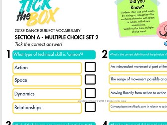 GCSE Dance Section A multiple choice Set 2
