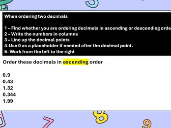 Ordering and comparing decimals