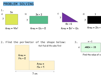 Year 6 (HA) or Year 7 Algebra Module with Problem Solving/Reasoning Skills