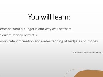 Functional Skills Math Budgets and Money E3