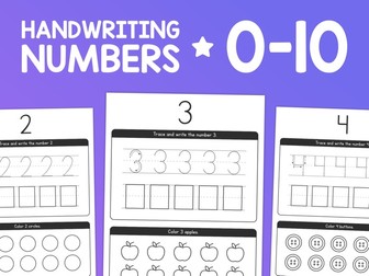 Handwriting Numbers 0-10 Worksheets | Basic Counting & Number Writing Practice