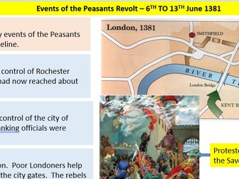 Peasants Revolt - Causes, Events, Consequences and investigation into Smithfield.  Lots of exercises