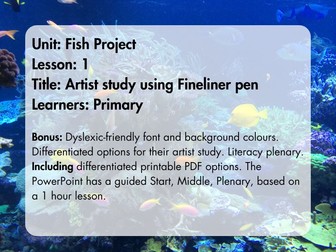 Fish Project - Lesson 1 - Fine-liner artist study on J Vincent Scarpace - Primary students