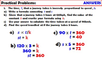 AQA GCSE Higher+ Unit - Algebraic Proportion