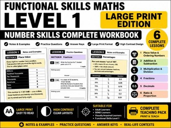 Functional Skills Maths Level 1 Large Print Workbook