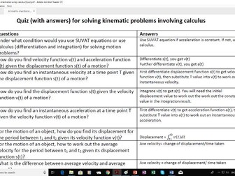 A level Year 1 Maths on Mechanics: Kinematics when calculus is involved (quiz or match cards)