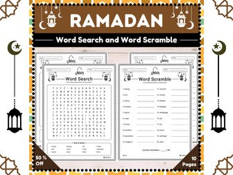 Ramadan Word Scramble and Word Searche : Engaging Vocabulary Puzzles for Kids