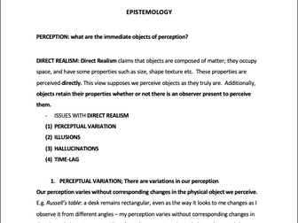 A-Level Philosophy Revision pack - EPISTEMOLOGY