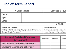 End of term report template (EYFS) | Teaching Resources