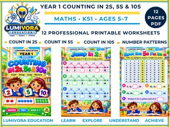 Year 1 Counting in 2s, 5s and 10s Worksheets | Skip Counting | KS1 Maths