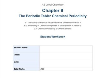 CAIE AS Chemistry Topic 9 The Periodic Table: chem periodicity Student Workbook 2025-2027 Syllabus