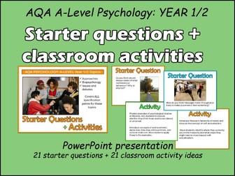 A-LEVEL PSYCHOLOGY: Starters & Activities (Year 1/2)