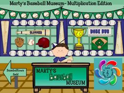 Marty's Baseball Museum- Interactive Multiplication Game for Google Slides / Adobe PDF Readers