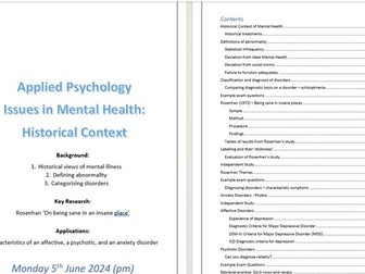 Historical Context Booklet // Mental Health Topic // Applied