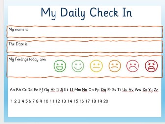 Daily Check In | Emotional Regulation |Emotional Awareness | Handwriting | Morning Routine