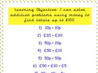 Differentiated Money Questions Year 2