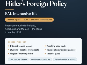 IGCSE History 0470: Hitler's Foreign Policy EAL Unit