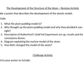 Development of the Structure of the Atom Activity