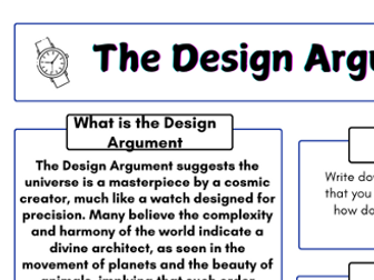 The Design Argument - Worksheet - Perfect for cover