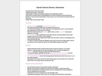 A level OCR CASESTUDY Grande Dixence Switzerland Revision notes