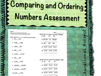 Comparing and Ordering Numbers Place Value Assessment