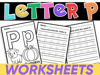 Beginning with the Letter P|Letter P Recognition and Handwriting|Letter formation Tracing Worksheet