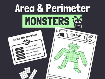 Area & Perimeter Monsters, | Halloween Math Center, Area & Perimeter Activity