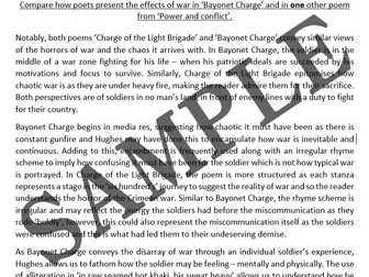 Poetry Essay Comparing Bayonet Charge and Charge of the Light Brigade (Level 6/ Grade 7-9)