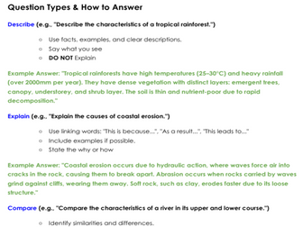 CIE IGCSE Geography Paper 1, 2 & 4 Student Guide Booklet
