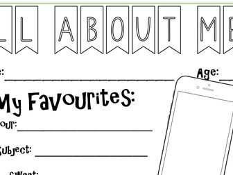 About Me bunting tutor time activity
