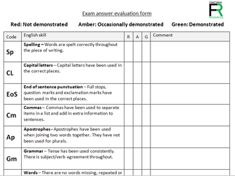 Writing RAG evaluation form - adult literacy