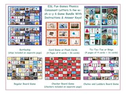 Phonics Consonant Letters h-hw-w-zh-z-y 6 Game Bundle