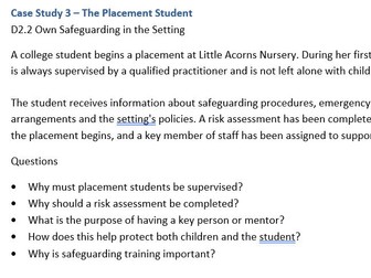 AAQ Early Childhood Development Unit 2: Keeping Children Safe Learning Aim D Safeguarding Case Stu