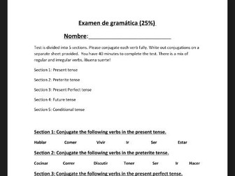 Spanish grammar assessment