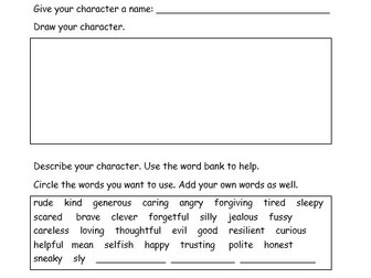 Character profile worksheet (hero/villain)