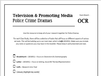 OCR 2018-19 Media Studies - Crime Drama Work Booklet