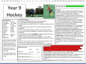 Year 9 Hockey Knowledge Organiser