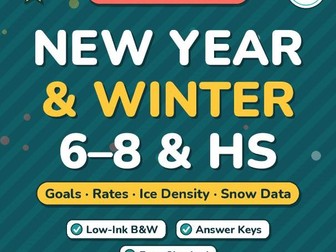New Year Activities Middle & High School | Goal Writing, Rate Math, Ice Science