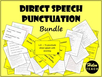 Direct Speech Punctuation Activities, Quiz & Presentation BUNDLE