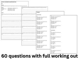 Specific latent heat calculation questions and answers